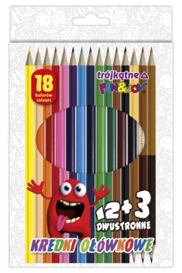 Kredki ołówkowe Fun&Joy 12 kolorów+ 3 dwustronne cieliste trójkątne 18 kol. Fun&Joy