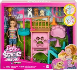 Lalka Stacie plac zabaw piesków Barbie (HRM10) Barbie