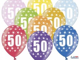 Balon gumowy Partydeco gumowy 50 urodziny, mix kolorów 30 cm/6 sztuk mix 300mm (SB14M-050-000-6) Partydeco