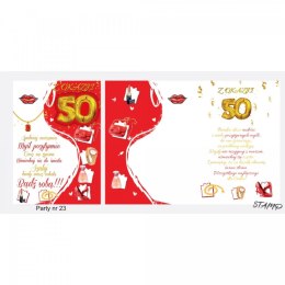 Kartka składana PARTY Urodzinowy dla kobiety 50 lat B6 Ev-corp (STKP-023) Ev-corp